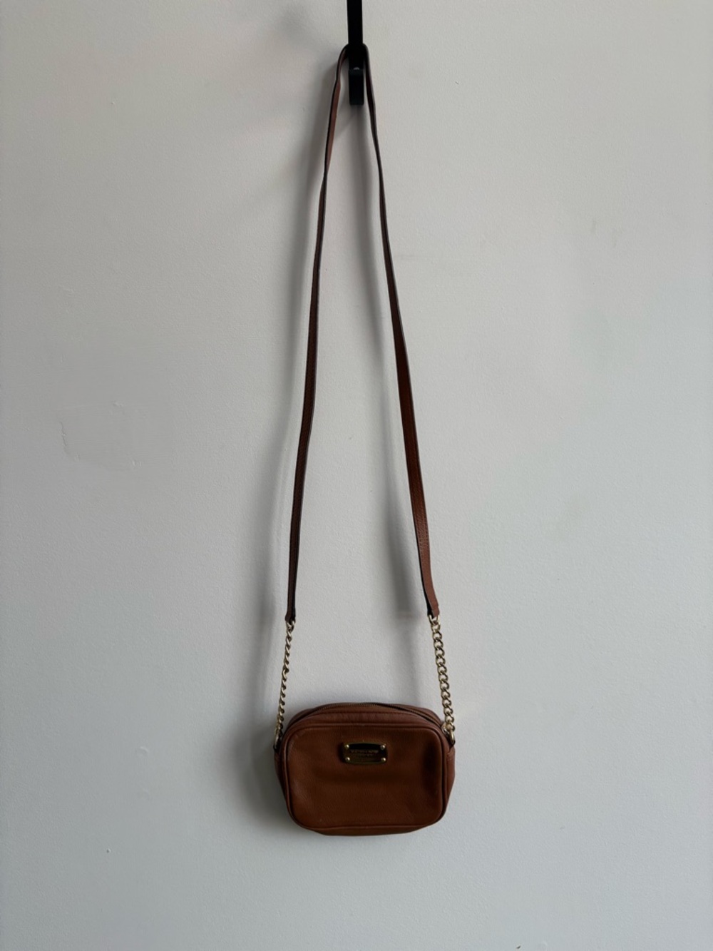 Michael Kors Brown Leather Crossbody Bag with Chain Strap